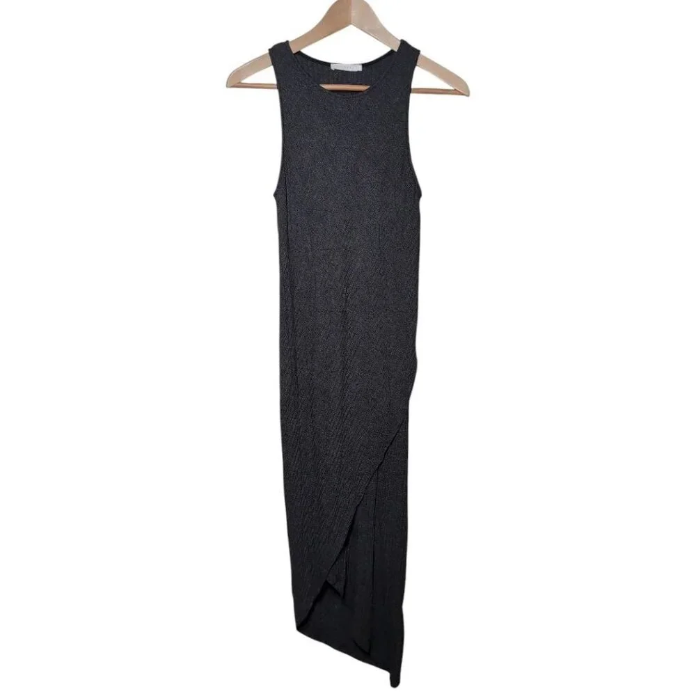 Lush Bodycon Dress NWT Sleeveless Asymmetrical Maxi Dress Small Charcoal Gray‎